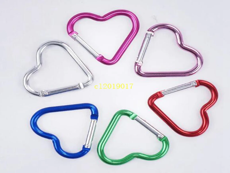Wholesale Outdoor Ring Aluminum Heart Shaped KeyChain Hook Clip Climbing Camping Outdoor Carabiner