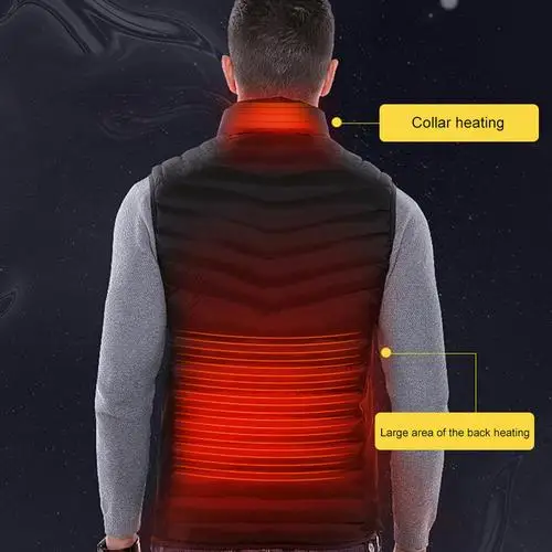  Men Heated Vest Jacket USB Charging Winter Sleeveless Heating Vest Electric Thermal Clothing Waistc