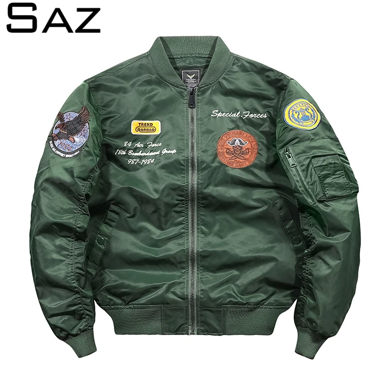 

Saz Mens Bomber Jacket Men Plus Size Pilot Jacket Casual High Quality Jacket For Men