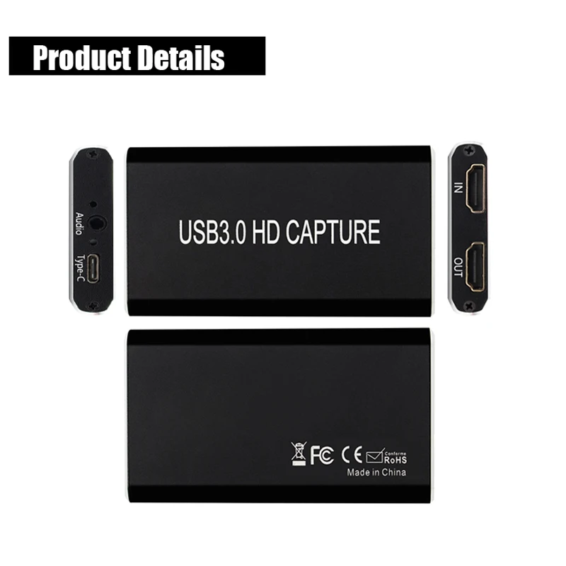 HDMI USB 3,0 устройство для захвата карт 1080P HDMI в USBC Тип C адаптер для видеозахвата для Mac Windows Linux Os X запись игр