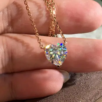 

Romantic Rose Gold Clavicle Chain Pendant Necklace Women Fashion Heart Shaped Cubic Zirconia Marriage Wedding Necklace