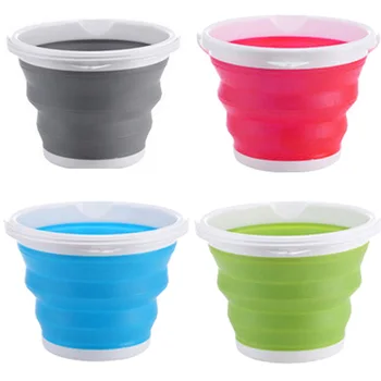 

10L Foldable Portable Bucket Basin Outdoor Tourism Bucket Camping Car Wash Bucket Folding Round Silicone Basin Bathroom Supplies