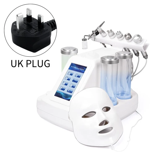 7 в 1 Hydra дермабразия Aqua Peel чистая уход за кожей BIO Light RF вакуумная Очистка лица Гидро Вода кислородная струйная очистка машина - Цвет: UK Plug