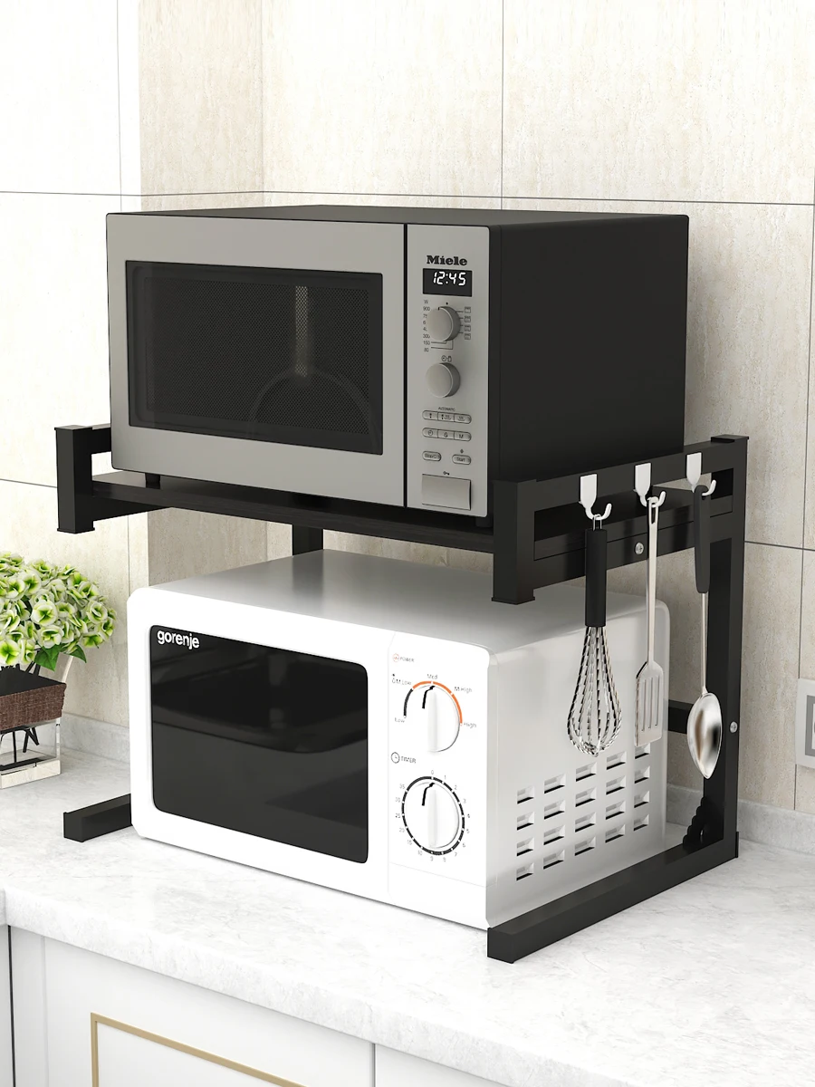  Kitchen shelf seasoning rack microwave rack oven rack double layer hole free storage rack kitchen a - 4000411426142