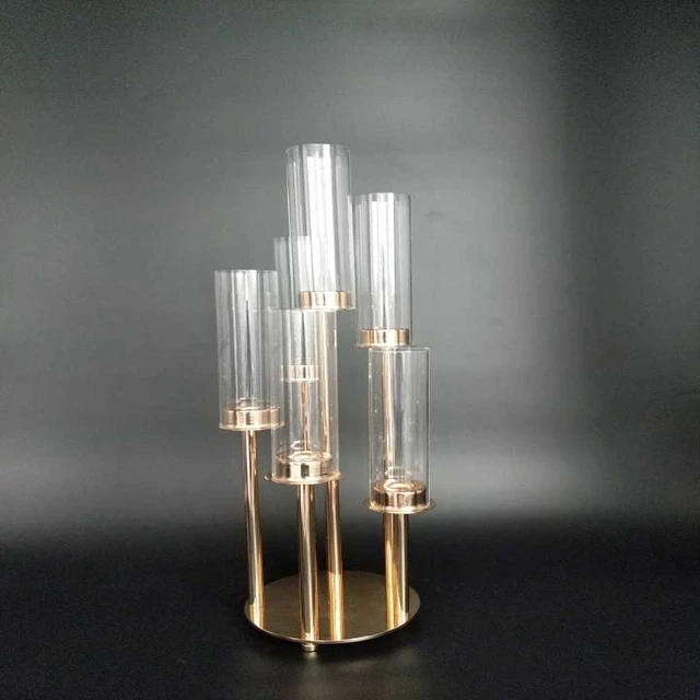 

10 шт. праздничный декор, конический подсвечник, подсвечники, Высокий золотой античный латунный металлический канделябр, центральные части, свадьба YUdao53