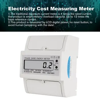 

Overload 30-100A AC 230V Single Phase 2 Wire Digital Wattmeter Electricity Cost Measuring Meter DIN Rail Mount