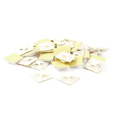 

30mm x 30mm Plastic Cable Wire Tie Self Adhesive Type BaseW hite 40pcs