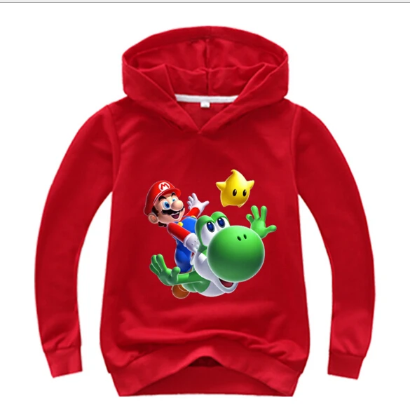 Детские толстовки с капюшоном «Super Mario Bros»; модные повседневные хлопковые толстовки для мальчиков и девочек; топы; детский пуловер; спортивная одежда; топы; подарок для детей