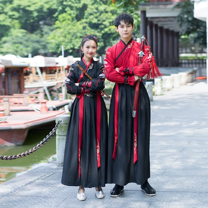 Традиционный Hanfu для женщин и мужчин Вышивка танцевальные костюмы народный фестивальный рейв наряд певцов представление одежда фея платье DC3185