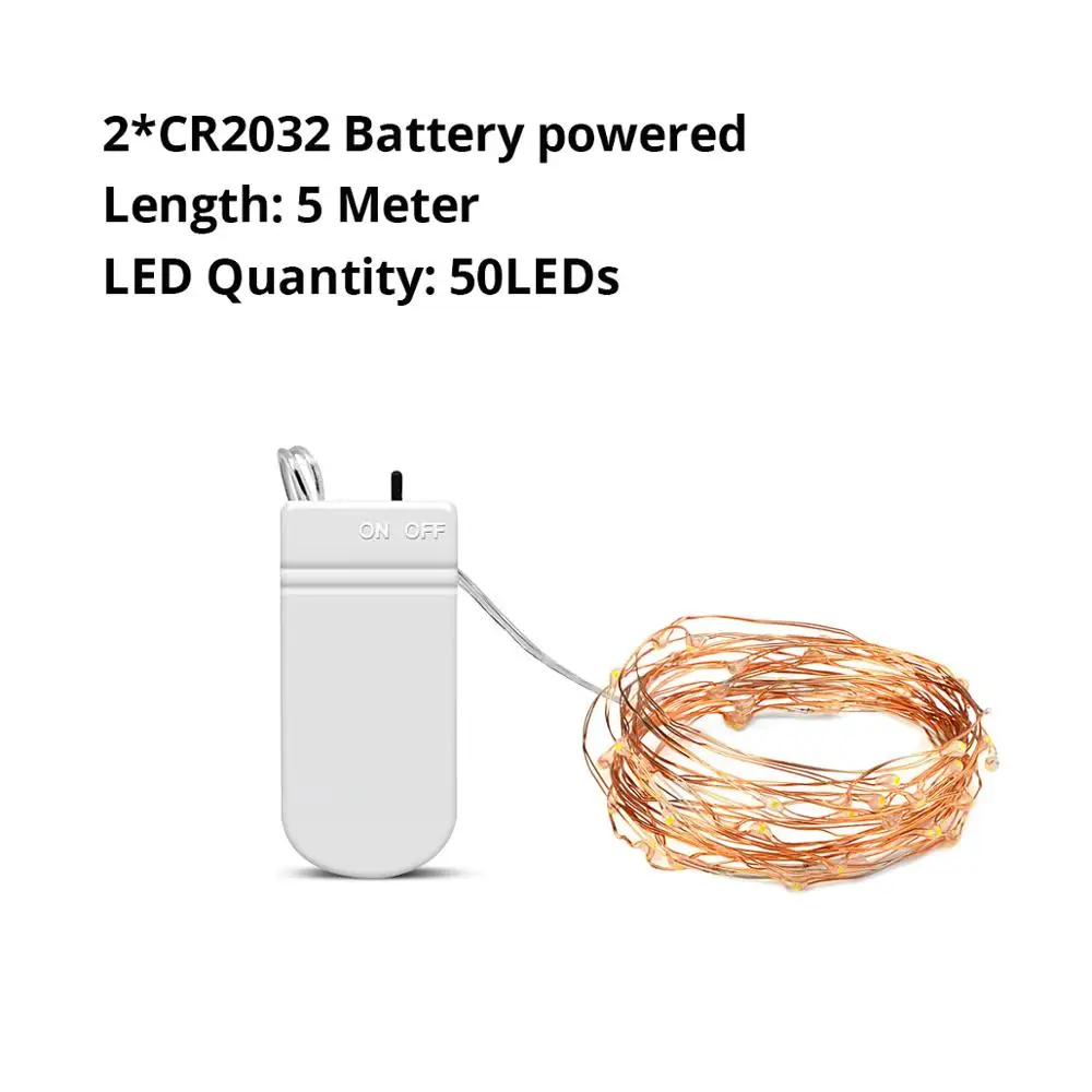5M CR2032 Battery Батарея Мощность светодиодный Кухня светильник фото клип Рождественский гирлянды 10/20/50/100 светодиодный s медный провод Светильник для шкафа Подсветка светильник s - Цвет: 5M CR2032 Battery