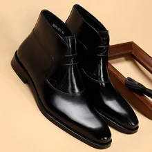 2019 Formal Mens Ankle Boots Genuine Leather In Basic Martins Boots Lace Up Booties High Top Men's Dress Shoes Oxford 2019 Formal Mens Ankle Boots Genuine Leather In Basic Martins Boots Lace Up Booties High Top Men's Dress Shoes Oxford