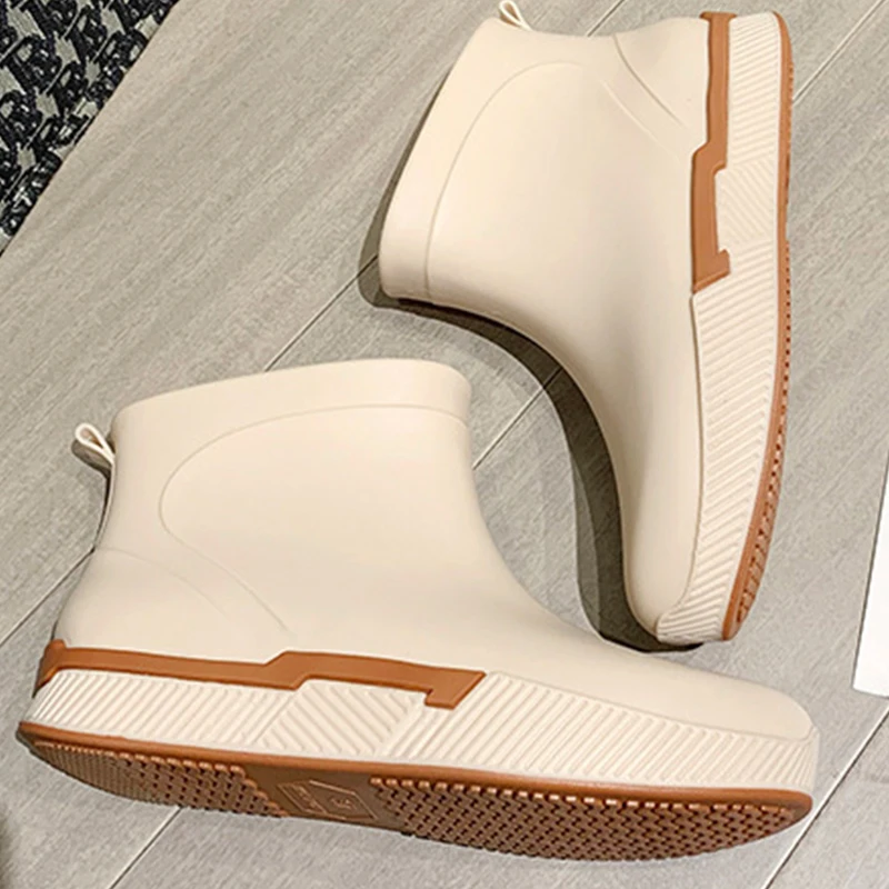 Women's Plus Velvet Warm Rain Boots Winter Waterproof Non-Slip Rain Boots Garden Kitchen Outdoor Waterproof Shoes