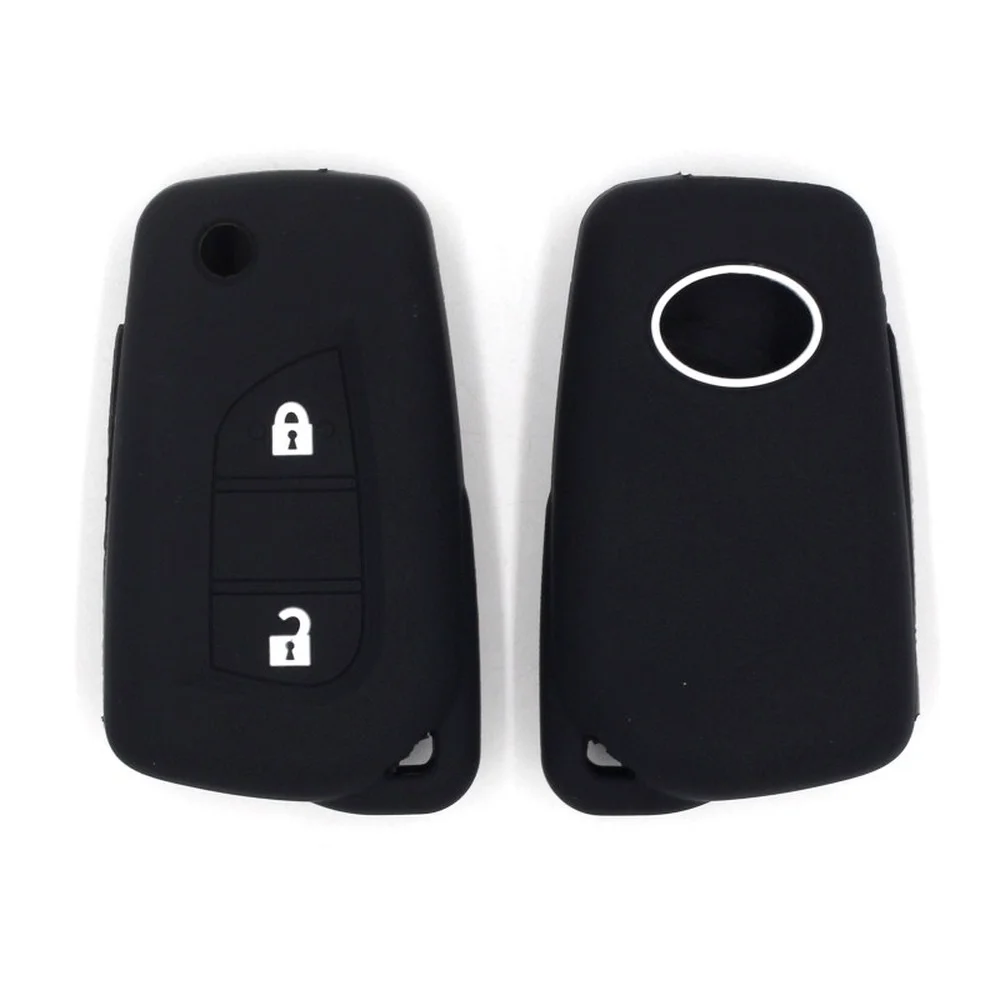 Silicone Key Case Cover for Toyota Yaris Rav 4 2016 2017 for PEUGEOT 108 2 Buttons Remote Key Holder Car Keychain Case