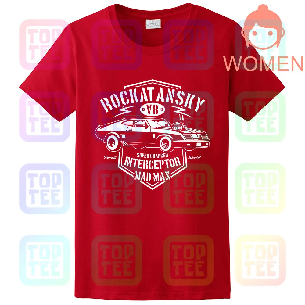 Women-Red Mad Max Interceptor V8 Muscle Car MFP погоня Специальный супер зарядное устройство футболка - Цвет: Women-Red