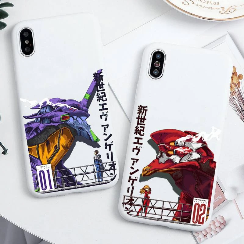 Japanese Anime Cartoon Se2 Eva Phone Case For Iphone 13 12 11 Pro Max Mini Xs 8 7 6 6s Plus X Se Xr Candy White Cover Phone Case Covers Aliexpress