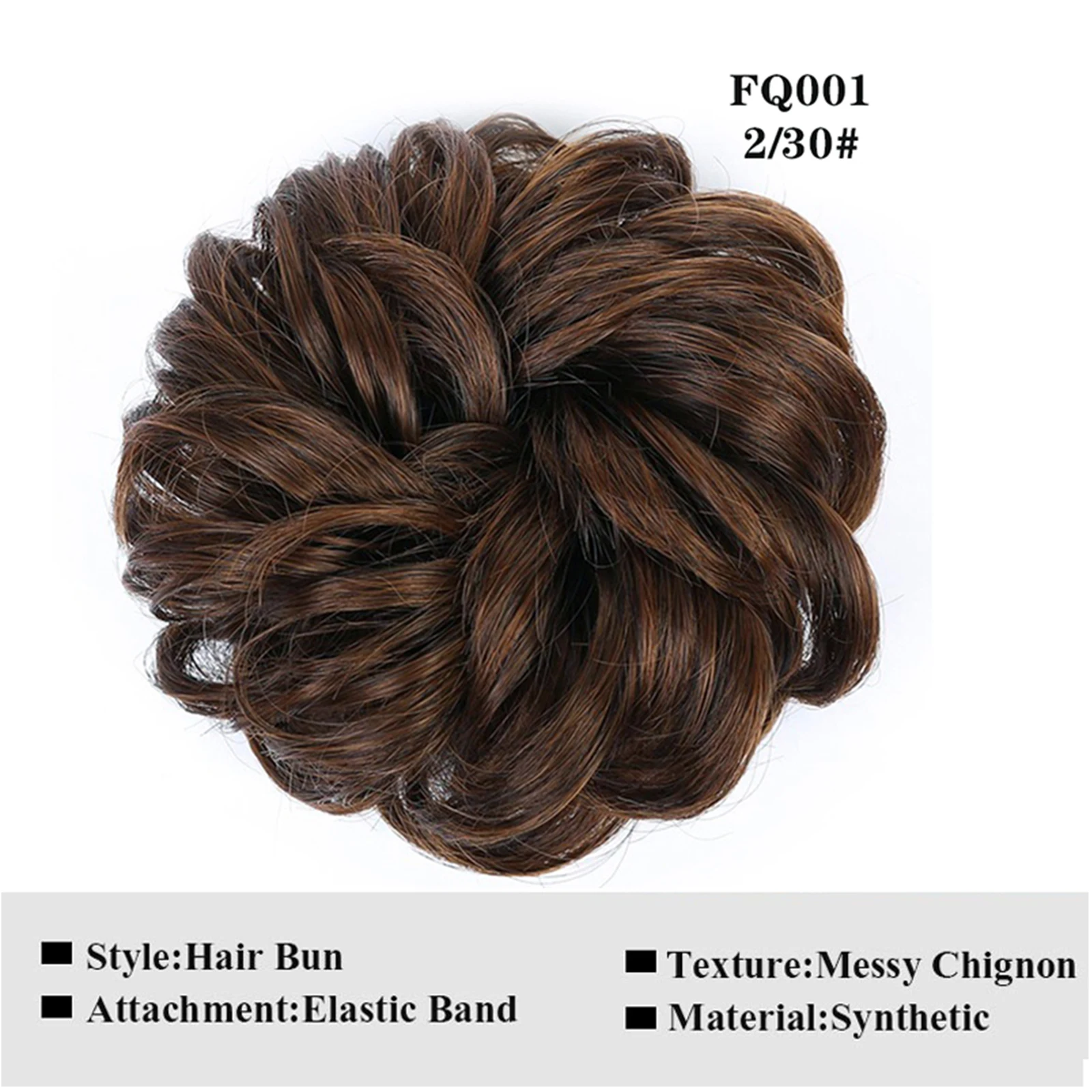LUPU Synthetic Messy Hair Bun Elastic Hair Bands Extension Curly Wavy Chignon Hairpieces for Women Girls Tousled Updo Scrunchie