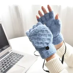 Heated Gloves Half-Finger USB Thermal Gloves Winter Fingerless Hand Warmer Half Finger Touch Screen Warm Knit Hand Gloves
