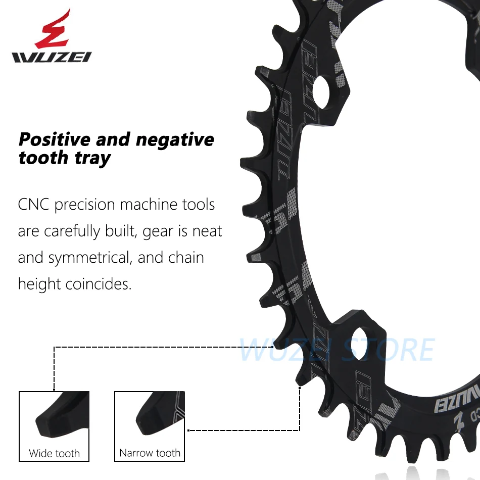 WUZEI 104BCD овальная узкая широкая Цепь 32 T/34 T/36 T/38 T MTB велосипедная Звездочка круг шатунная пластина велосипед из алюминиевого сплава запчасти