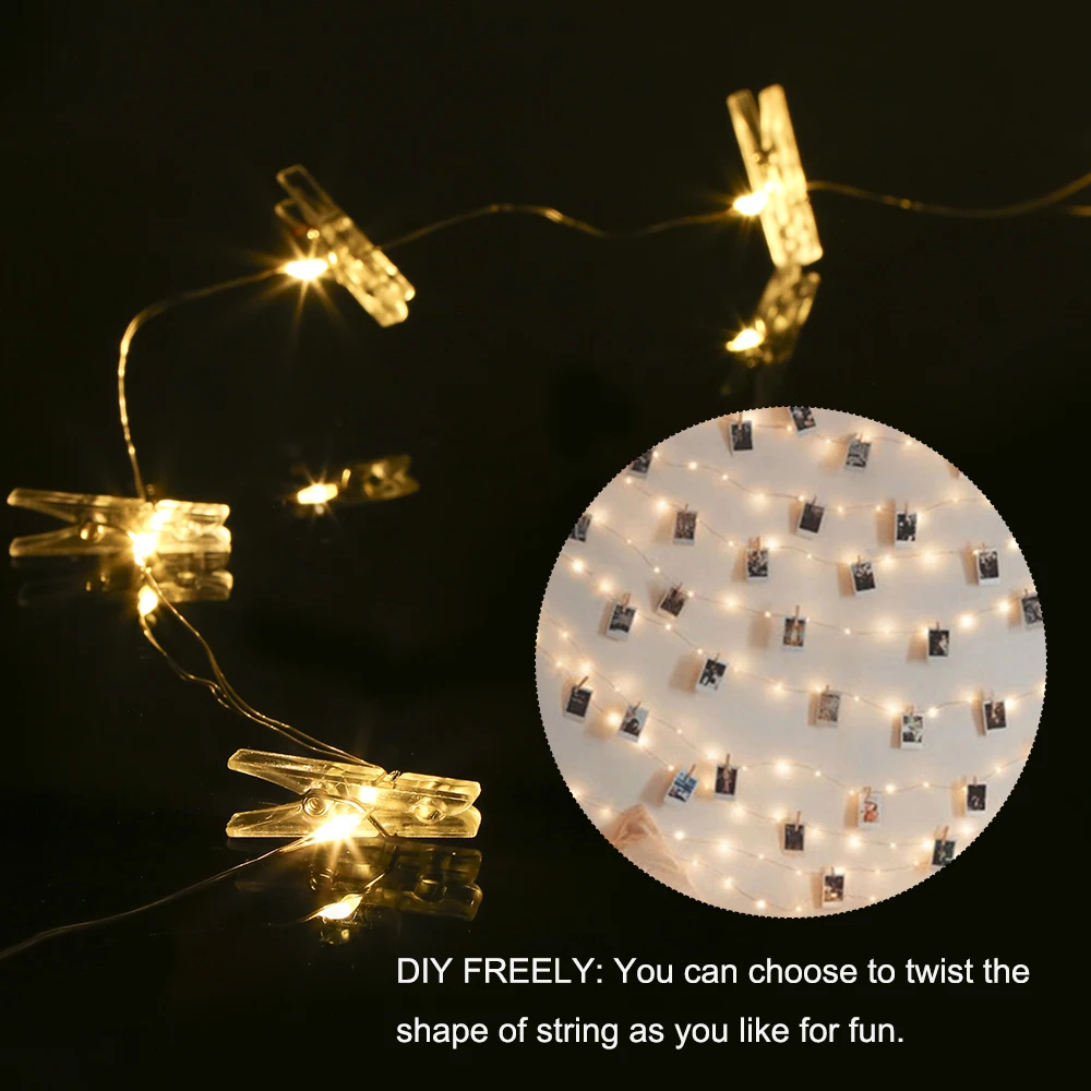 Мини DIY прищепка 100 зажимы гирлянда со светодиодными лампочками фото клип Фея свет шнура USB батарея питание для домашняя Рождественская вечеринка Dec