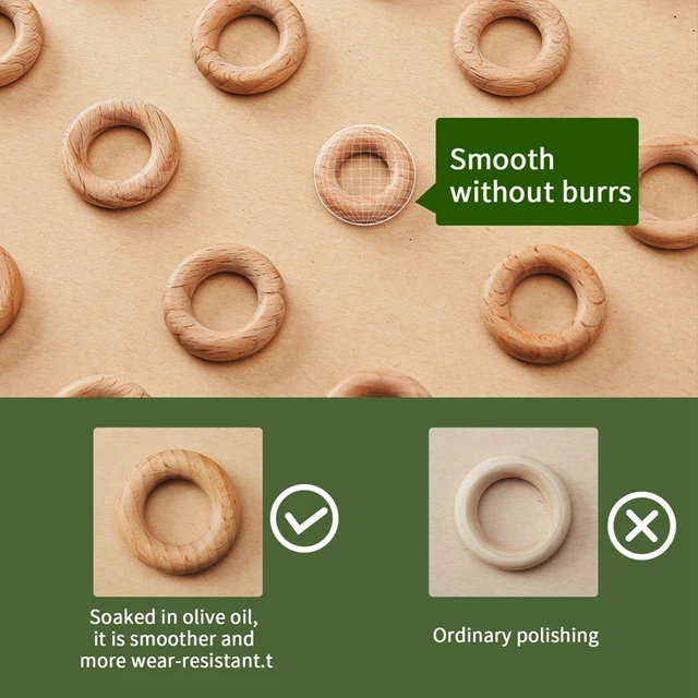 10Pcs Natural Wood Teether Ring BPA Free Beech Wooden Rodent Baby Teething Ring Toy DIY Making Bracelet Accessories Teether Toys 3
