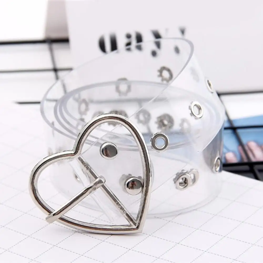 Heart Silver 01 Лазерный женский ремень, голографический чистый поясной ремень, металлическая пряжка, прозрачные поясные ремни для женщин, пояс, 90 см-120 см - Цвет: Heart Silver 01