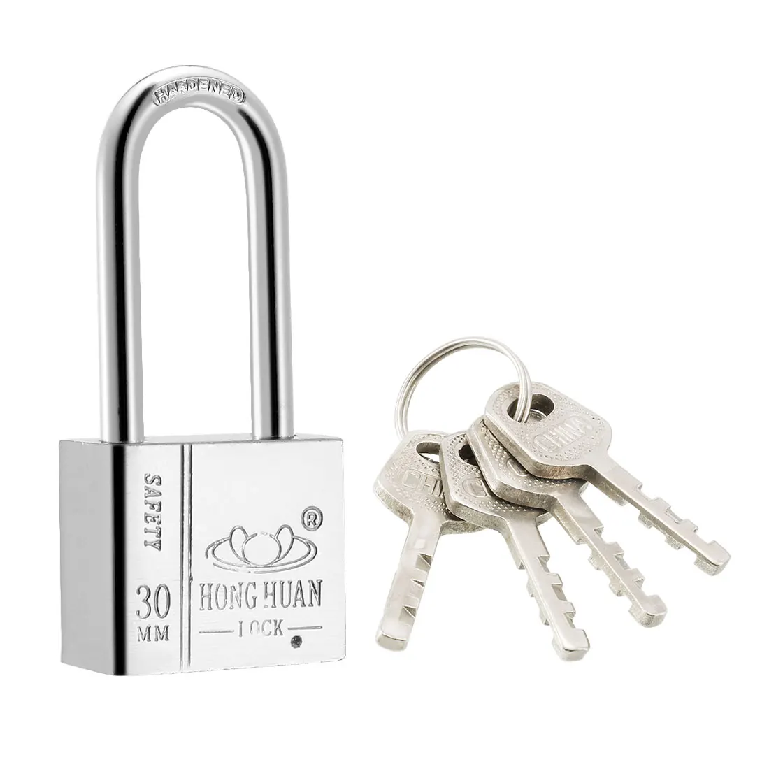 

uxcell 30mm Body Width Steel Padlock Hardened Shackle Chrome Finished, Keyed Different
