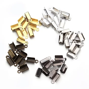 

200pcs/lot 4.5x12mm Antique Bronze/Gold/Rhodium/Silver/Gun Black Color Leather Cord Crimp End Caps Connectors for Necklace
