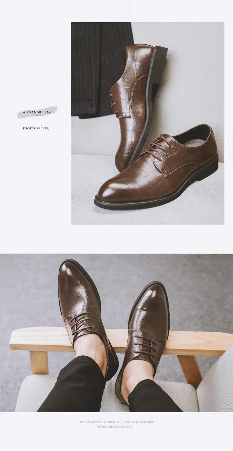 ZSAUAN Drop Shipping 37-45 Spring Summer Men Oxford PU Leather Shoes Hollow Breathable Dress Shoes Pointy Elegant Gentleman Shoe