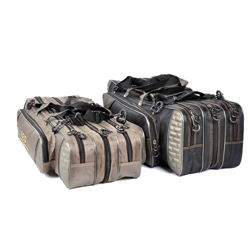 

Leo Fishing Bag 3 Layers Multiple Pockets Waterproof Canvas Extra ThicknessFor Fishing Rod Reel Baits Lines Fishing Tackle Bag