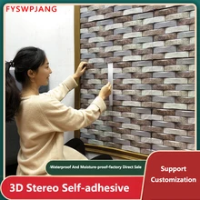 10Pcs 3D Self-Adhesive Brick Wall Stickers DIY Stone Pattern Home Decoration Kitchen Living Room Waterproof Tile Wall Stickers
