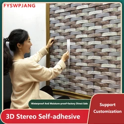 10Pcs 3D Self-Adhesive Brick Wall Stickers DIY Stone Pattern Home Decoration Kitchen Living Room Waterproof Tile Wall Stickers