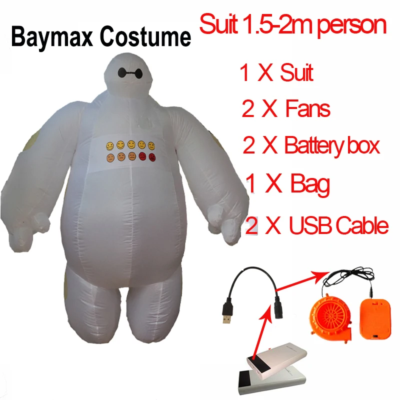 New Big Hero 6 Mascot Full Body Costume Baymax Inflatable Halloween Cosplay For Carnival Fancy Dress