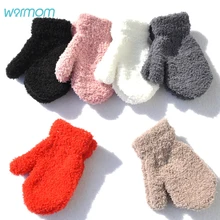 Warmom peluche épais chaud bébé gants hiver Plus velours moufles enfants enfant corail polaire doigt complet gants pour 1-4Y enfants gants