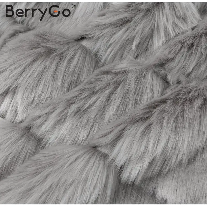 BerryGo, элегантное пушистое пальто из искусственного меха для женщин, Осень-зима, толстое женское длинное теплое пальто, роскошная розовая Женская верхняя одежда, пальто