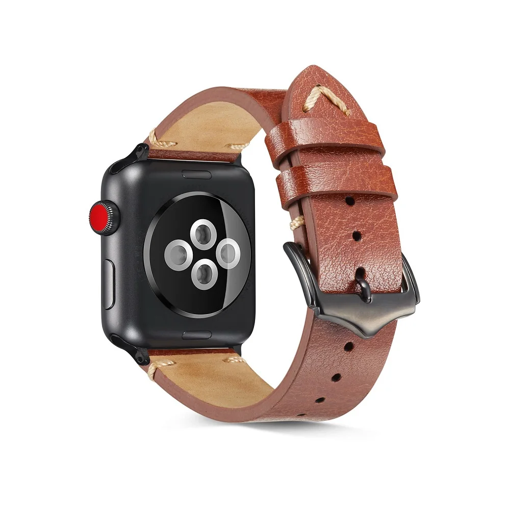 Ремешок из вощеной кожи для apple Watch band аксессуары натуральной watch 38 мм 40 42 44