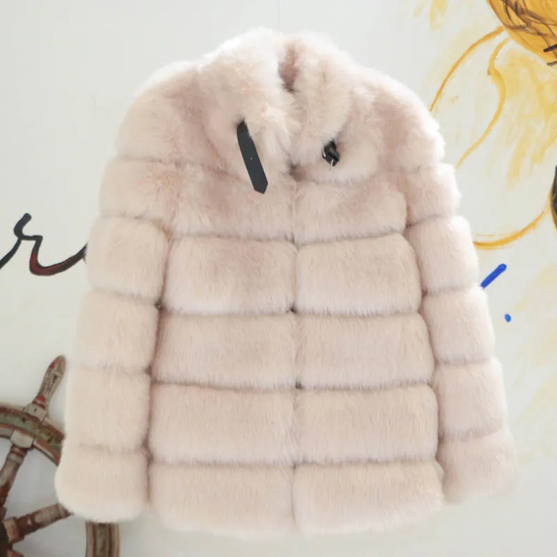 apricot fox fur coat Эксклюзивная однотонная куртка с пряжкой из искусственного меха, пальто, модный бренд, Лоскутная длинная верхняя одежда, Элегантная Женская Базовая уличная верхняя одежда - Цвет: apricot fox fur coat