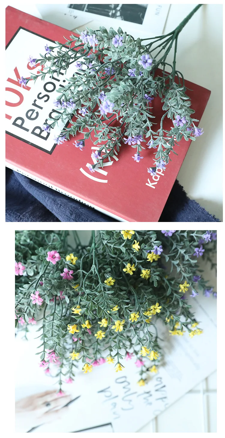 Künstliche blumen kunststoff blätter weiß fuzzy pulver hippocampus gras gefälschte pflanzen hochzeit hause dekoration anordnung zubehör – Detail 23