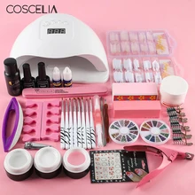 COSCELIA набор для дизайна ногтей набор маникюрных инструментов 80 Вт Светодиодная УФ-лампа для ногтей УФ-гель Наборы 3 цвета гель набор для наращивания ногтей Маникюрный Инструмент
