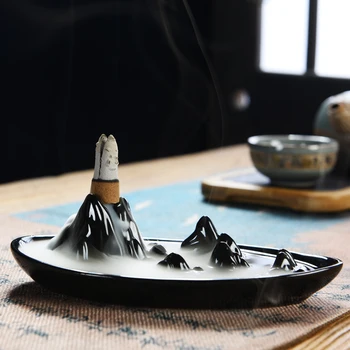 

Backflow Incense Burner Ceramic Waterfall Porcelain Diffuser Incense Burners Quemador De Incienso Buddhist Supplies OO50XL