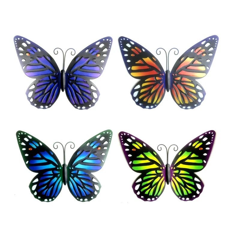4Pcs Metal Butterfly Home Wall Decor Hanging Sculpture Art Garden Courtyard Fence Decorative | Дом и сад