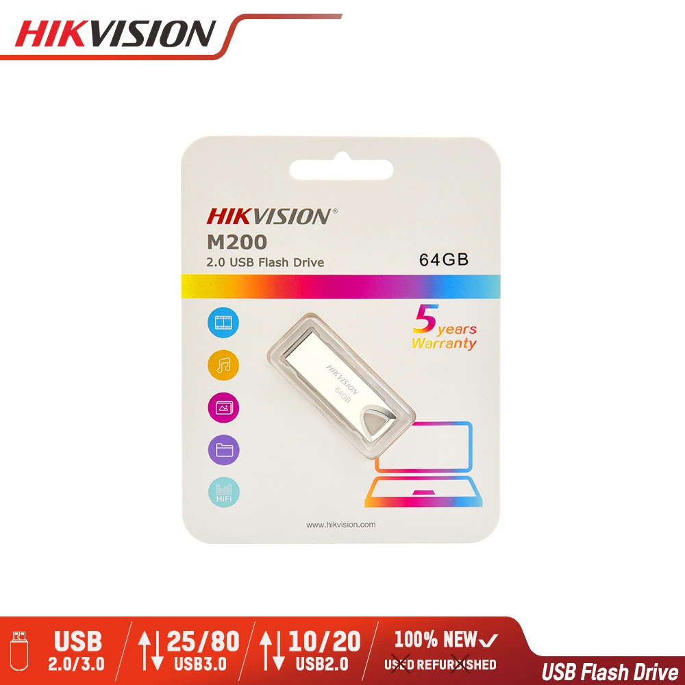 Hikvision USB Flash Drive 8GB 16GB 32GB 64GB 128GB Mini Pen Drive USB2.0 USB3.0 Pendrive Memory Stick Storage #M200 32 gb pen drive