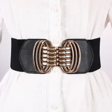 

New Fashion Women Elastic Belts Exquisite Ladies Wide Girdle Decorative Metal Buckle Belt Clothing Accessories Waistband