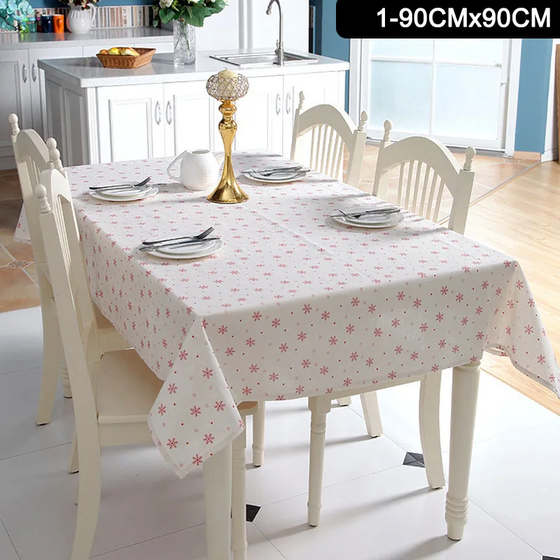 90CMx90CM Скатерть с рисунком красных снежинок, украшение для рождественской вечеринки, домашнего банкета 2019ing - Цвет: 90CMx90CM