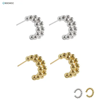 

Kikichicc 925 Sterling Silver Beads Circle Hoops Round EarCuff Luxury Jewelry Crystal Rock Punk Earring For Pendiente Piercing