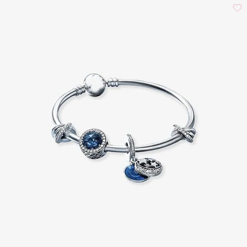 Браслет BBee из стерлингового серебра S925, сказочный Звездный Сказочный браслет, набор, голубая луна и звездное небо, Шарм Для Пандора, браслет, сделай сам, бусины, браслеты