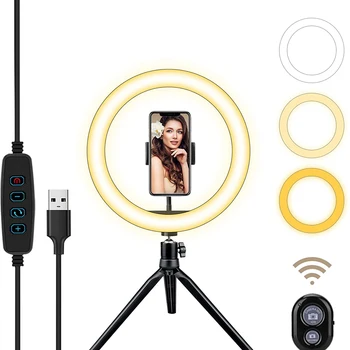 

10inch Photography LED Selfie Ring Light 26cm Dimmable Camera Phone Ring Lamp With Stand Tripods For Makeup Video Live Studio