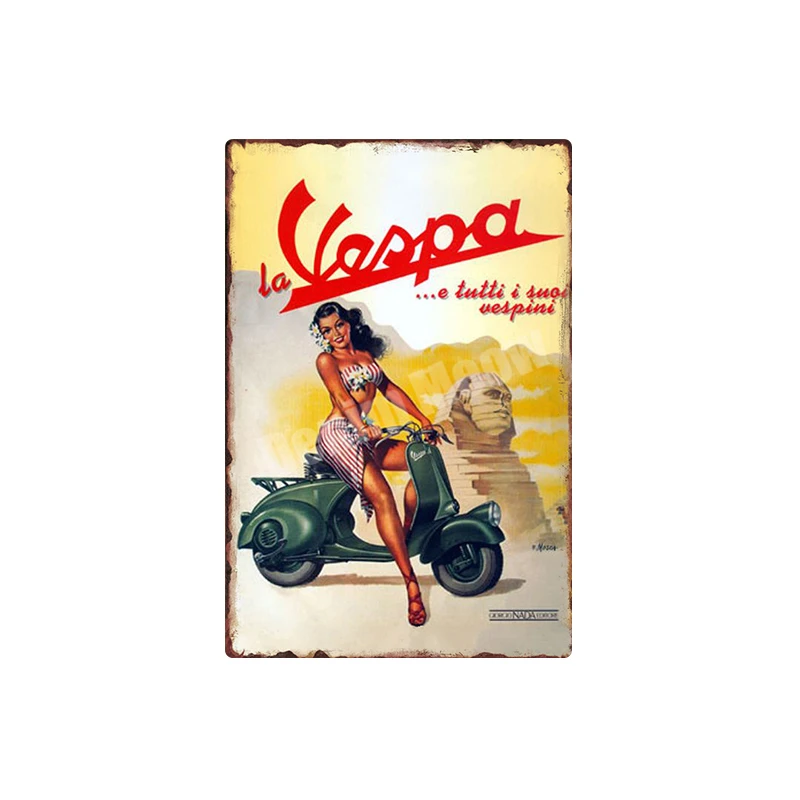 Vespa ретро жестяная вывеска, автомобильные мотоциклы, металлический художественный плакат, Бар Паб гараж, украшение на стену, мото Clube Faro, винтажный домашний декор N301
