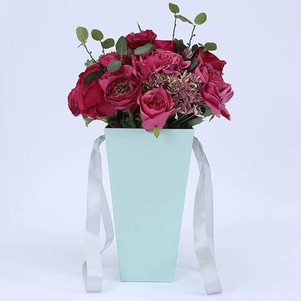 Fashion Hugs Barrels Flower Bouquet Box Popcorn Bucket Shop Gift DIY Vase With Handhold Hug Bucket Rose Florist Gift