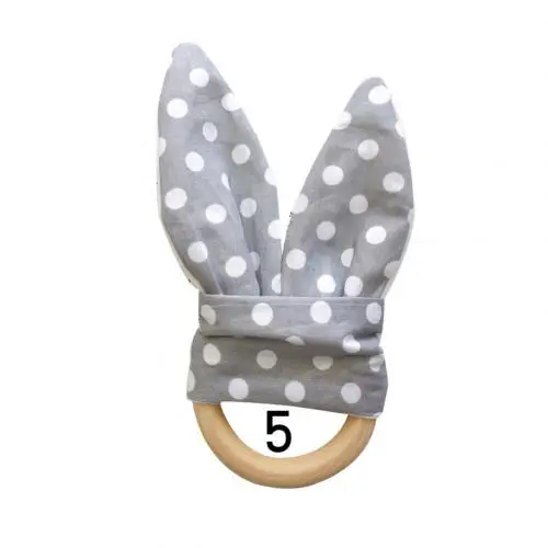 Мягкие Прорезыватели для новорожденных, деревянное кольцо, детский кролик, грызунок в форме уха, Прорезыватель для зубов, игрушка с ушками кролика, безопасный успокаивающий жевательный душ, подарок, новинка - Цвет: 5