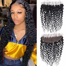 

Culry Lace Frontal Closure 13x4 With Baby Hair Deep Wave Curly Closure 4x4 Remy Brazilian Human Hair Closure Only Natural Color